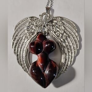 Hand Crafted Winged Gemstone Goddess Ornament